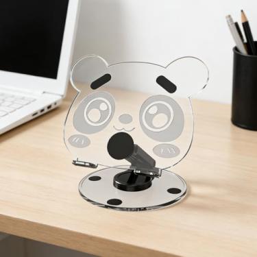 Imagem de Suporte ajustável para celular Panda Pata, suporte de telefone para mesa, suporte de telefone dobrável, com base de acrílico resistente (preto)