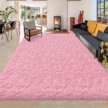 Imagem de ZJYeRug Tapete felpudo rosa para quarto de menina 1,8 x 2,7 m embaixo da cama, tapetes grandes antiderrapantes de 1,8 x 2,7 m para sala de estar, tapete fofo para sala de jogos, tapete macio de