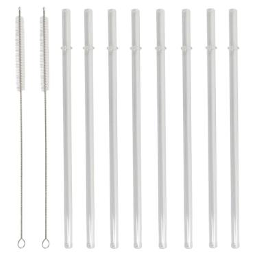 Imagem de Zorveiio 8 Pçs Canudos Reutilizáveis 2 Escovas de Limpeza, Canudos de Plástico Transparentes, Canudos de Substituição Longos para Copos Yeti/Stanley