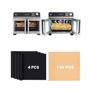 Imagem de 134 peças de forros de fritadeira a ar compatíveis com Ninja French Door Premier Air Fryer Convection Toaster Oven FO101, 130 peças, folhas de papel manteiga para assar, 4 peças de acessórios