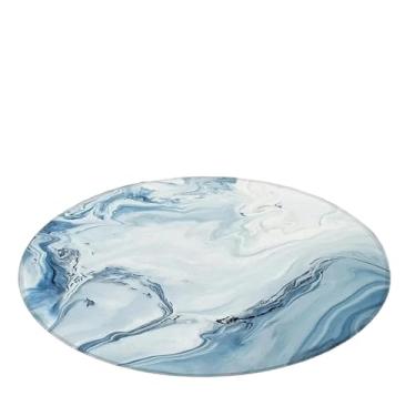 Imagem de Tapete redondo com padrão de mármore, tapete de engatinhar, decoração de casa, tapetes de tamanho grande para sala de estar, quarto, banheiro (Light Wilte, 80 x 80 cm)