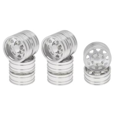 Imagem de Peças de carro RC compatíveis com Tamiya 1/14 RC Trailer Trator Caminhão Peças de atualização de carro 6 peças Conjunto completo de metal Cubo de roda dianteira e traseira