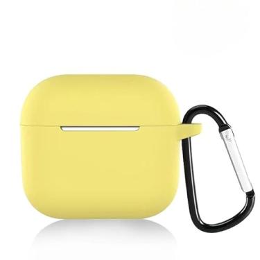 Imagem de Capa protetora de silicone antiqueda para AirPods 4 com chaveiro (amarelo)