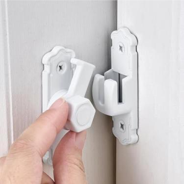 Imagem de Wocoe 2 pacotes de travas brancas de porta de celeiro 90/180°, fechadura de porta de ângulo reto, trava de liga de alumínio para armários, celeiro, banheiro, janelas, jardins, armários e gaiolas para