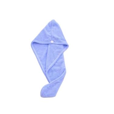 Imagem de 1 touca de secagem de cabelo, touca de banho de microfibra super absorvente, toalha de cabelo super macia com botão, toalha de cabelo de secagem rápida (azul)