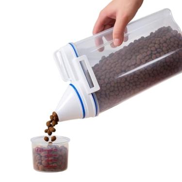 Imagem de Kit 5 Potes Herméticos Grandes 2L com Trava Lateral, Bico Dosador e Copo Medidor – Organizador Multiuso para Cozinha e Lavanderia