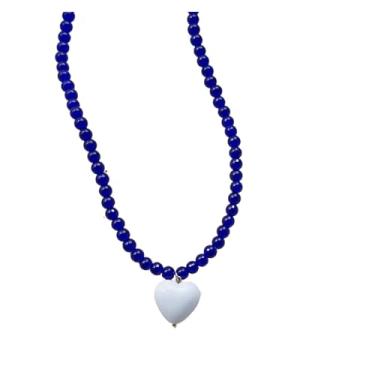 Imagem de Acessórios femininos simples, pingente em forma de coração, colar colorido de arco-íris, One Size, Acetato, Sem Pedra Preciosa