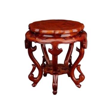Imagem de x3anggyt5 Pedestal de bonsai circular de jacarandá para decoração de casa, suporte de base de exibição de vaso para uso interno