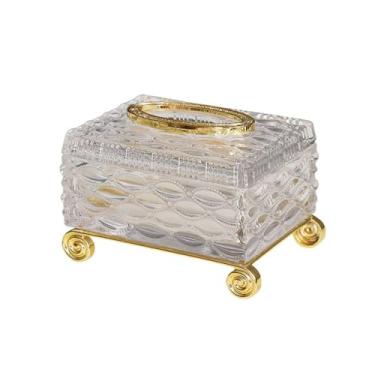 Imagem de x3anggyt5 Capa de caixa de lenços de papel de vidro para sala de estar luxo leve mesa de café caixa de armazenamento caixa de gaveta decorações domésticas suporte de caixa de lenços