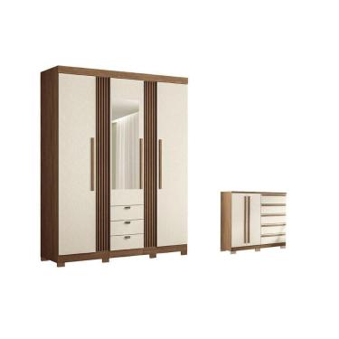 Imagem de Guarda Roupa +1cômoda Qc236 Jatoba/areia - Santos Andirá
