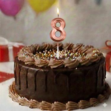 Imagem de Vela De Aniversário Mini Design Número Com 5Cm Silver Festas Rose (Número 8)