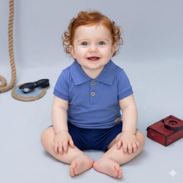 Imagem de Conjunto Bebê Gola Polo Manga Curta Bermuda Verão Menino
