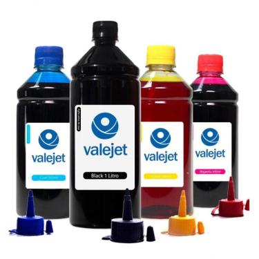 Imagem de Kit 4 Tintas Para Epson L121 Black 1 Litro Coloridas 500ml Valejet
