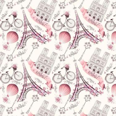 Imagem de Papel De Parede Paris Balão Rosa E Amarelo Claro Autocolante