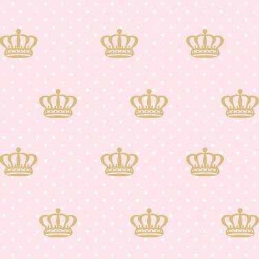 Imagem de Papel De Parede Poa Roca E Coroa Dourado Adesivo Sala Quarto