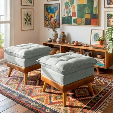 Imagem de Puff Banqueta Almofadado Kit 2 Londres Apoio para Pés material sintéti