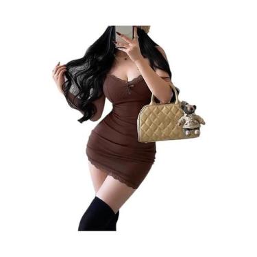 Imagem de Vestido Mini Sexy Vermelho Com Renda E Alças Finas Para Mulheres, Vest