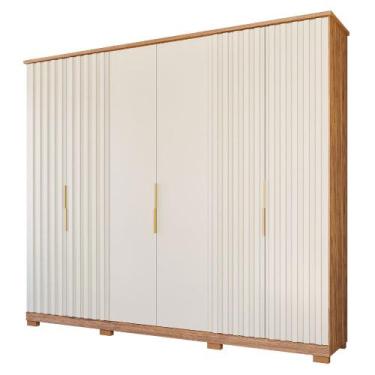 Imagem de Guarda Roupa Elegance 6 Portas 6 Gavetas MDF - Panan, Cinamomo/Off Whi