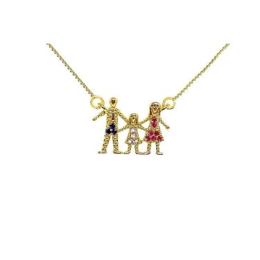 Imagem de Colar Com Pingente Família Amada Filha Folheado a Ouro 18k