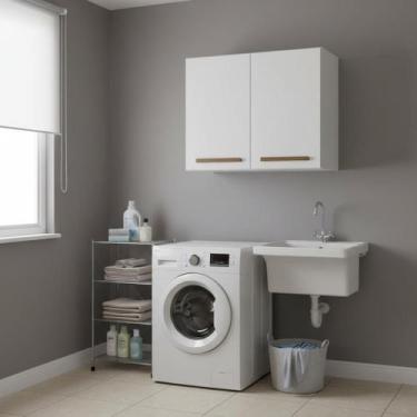 Imagem de Armário Aéreo 2 Portas Cristal Branco Cozinha e Lavanderia - Repleta, 