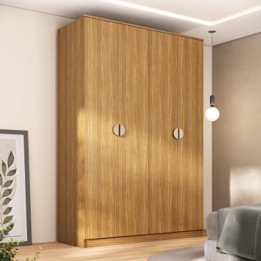 Imagem de Guarda Roupa Solteiro 100% Mdf Bp 4 Portas 2 Gavetas Asti Nogueira