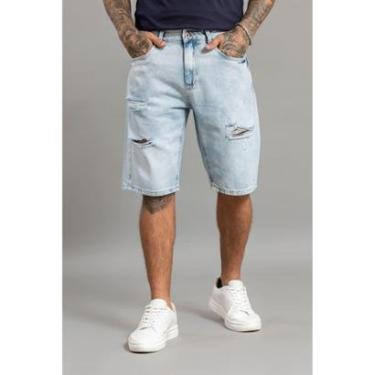 Imagem de Bermuda Jeans Masculina Destroyer Lavagem Clara Dialogo-Masculino