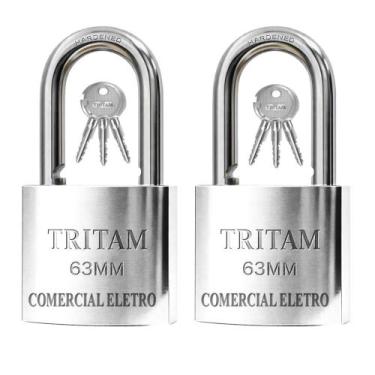 Imagem de Kit 02 Cadeados Chave tetra 63mm Tritan Proteção Antifurto