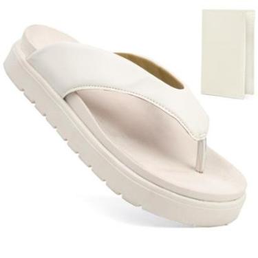 Imagem de Sandália Papete Feminina Asa Delta Branca Chinelo De Dedo Flat Moda Confortável + Porta Cartão-Feminino