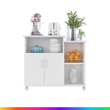 Imagem de Armário Balcão 2 Portas Com Rodinhas Multiuso Com Prateleira - Móveis 