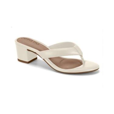 Imagem de Sandália Tamanco Beira Rio Salto Médio Conforto Branco, Branco, 38