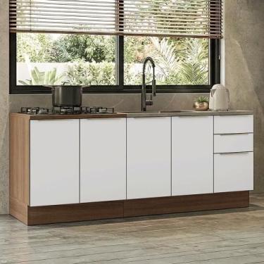 Imagem de Armário De Cozinha Compacta 200 Cm Rustic/branco Veludo Lux Madesa 06 