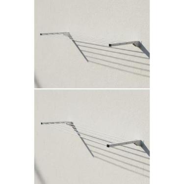 Imagem de Varal Retrátil Alumínio 41cm Slim Parede Dobrável Cinza - Congratulati