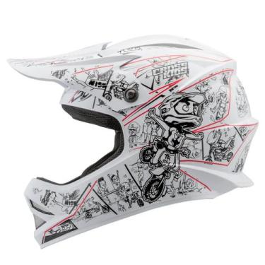 Imagem de Capacete Cross Infantil Cartoon Racing - Pro Tork, Branco/Vermelho