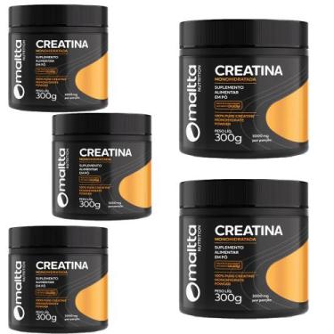 Imagem de Kit 5x Creatina Monohidratada em pó Sem sabor 5x300g Maltta, Sem sabor
