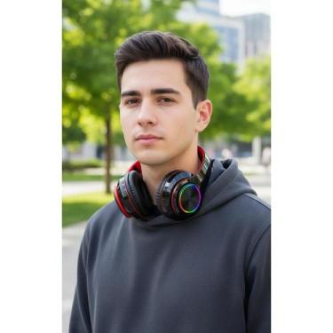 Imagem de 2x Fone Ouvido Gamer LED Bluetooth 5.0 Imersivo Preto - Congratulation
