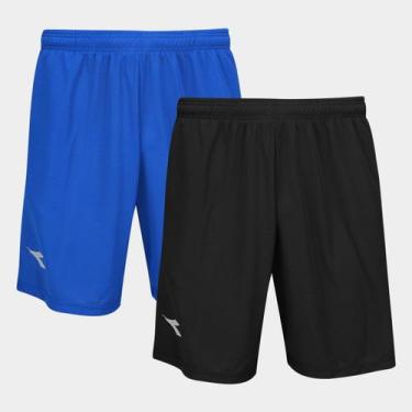 Imagem de Kit Shorts Diadora Com 2 Peças Masculino, Preto, Azul, M