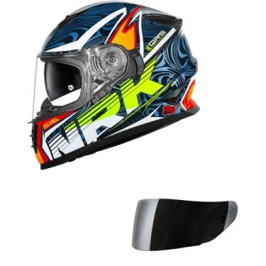 Imagem de Capacete Norisk Soul II Control Azul e Laranja Mais Viseira Prata Tama