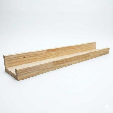 Imagem de Prateleira de Parede Tipo Calha 90cm em Madeira Pinus Natural - ArtFac
