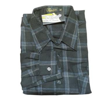 Imagem de Camisa Xadrez Masculina Em Flanela De Manga Longa - Repelique, G, Pret