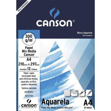 Imagem de Bloco Aquarela CANSON Mix Media 12fls 300g/m² A4