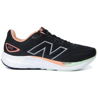 Imagem de Tênis New Balance 680v8 Fresh Foam Feminino, 36, Preto, Coral