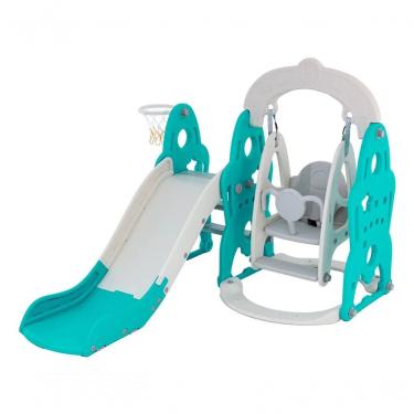 Imagem de Playground Infantil Escorregador com Balanço 7x1 2 a 6 Anos Plástico Rotomoldado com Cesta de Basquete e Bolinha