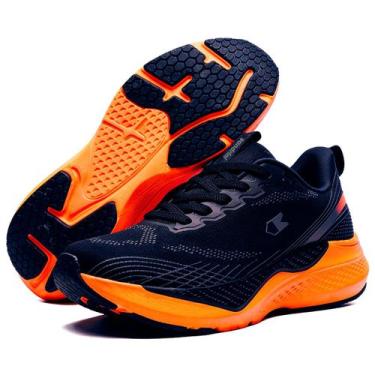 Imagem de Tênis Sandrini Aero Spark Corrida Leve Caminhada, Preto, Laranja, 44