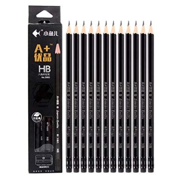 Imagem de lápis de desenho profissional hB com cabeça de borracha, lápis de escrita de exame 12