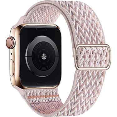 Imagem de Pulseira Nylon Solo Elástica Compatível com Apple Watch (42/44/45, Chevron Rosa)