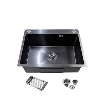 Imagem de Cuba Inox Cozinha Calha Quadrada Gourmet 58x44cm Com Válvula