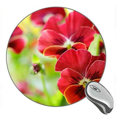 Imagem de Mouse pad de borracha para jogos Red Pansy Flowers Macro Redondo