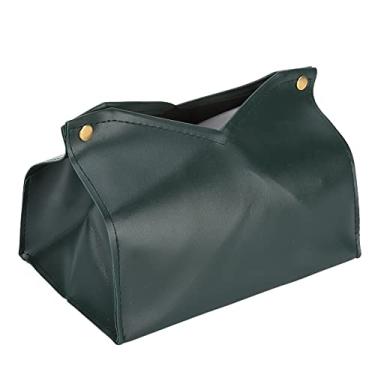 Imagem de Recipiente de guardanapos doméstico, saco de tecido doméstico PU couro impermeável para quarto banheiro para escritório doméstico para decoração artística(verde)