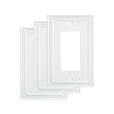 Imagem de Franklin Brass Clássico frisado (pacote com 3) capa decorativa para interruptor de luz, branco puro, decorador/balancim, placa de parede, protetor de tomada elétrica W35060M-PW-C