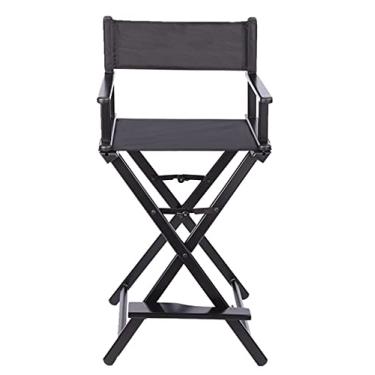 Imagem de YANYUESHOP Cadeira Vanity Chair com 76 cm de altura, cadeira dobrável para maquiagem, apoio de pés portátil, suporte para cadeira de acampamento, 136 kg, adequada para cenário de cinema, jardim e praia (preto)